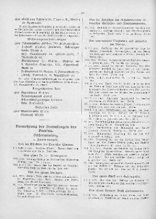 Vermehrung der Sammlungen des Vereins