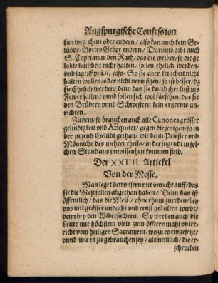 Der XXIIII. Artickel Von der Messe.