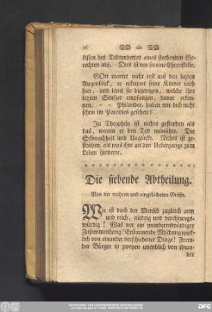 Die siebende Abtheilung. Von der wahren und eingebildeten Größe.