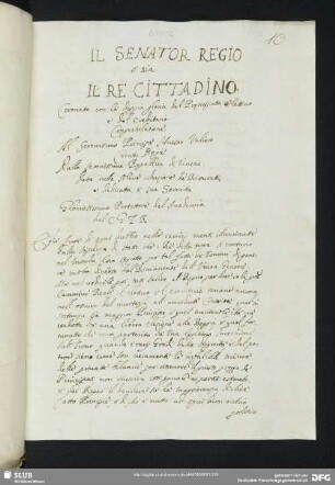 [Faszikel 12:] Il senator regio ossia il re cittadino