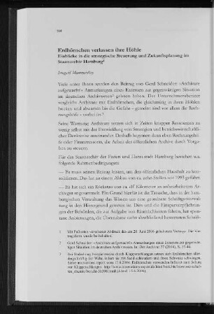 Erdhörnchen verlassen ihre Höhle : Einblicke in die strategische Steuerung und Zukunftsplanung im Staatsarchiv Hamburg