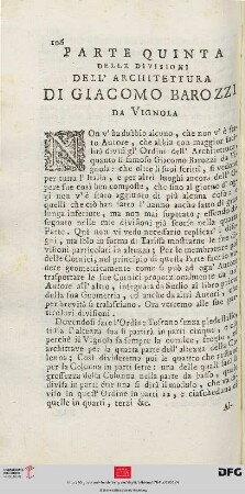 Parte Quinta: Delle Divisioni Dell’Architettura Di Giacomo Barozzi Da Vignola