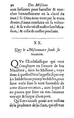 XX. Que le Mißionnaire sonde sa vocation