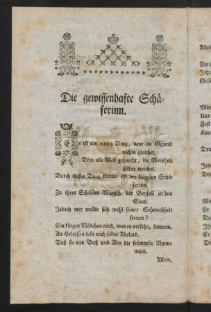 54-62, Die gewissenhafte Schaeferinn