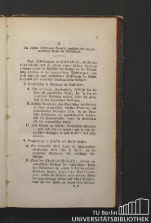 2. Die epischen Dichtungen Homer's, verglichen mit der romantischen Poesie des Mittelalters.