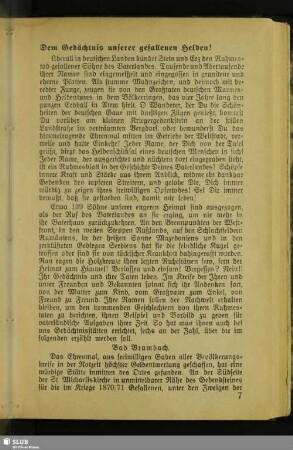 Dem Gedächtnis unserer gefallenen Helden!