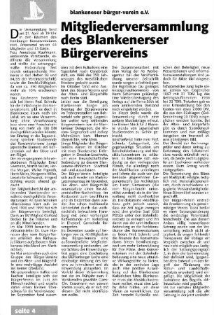 Mitgliederversammlung des Blankeneser Bürgervereins