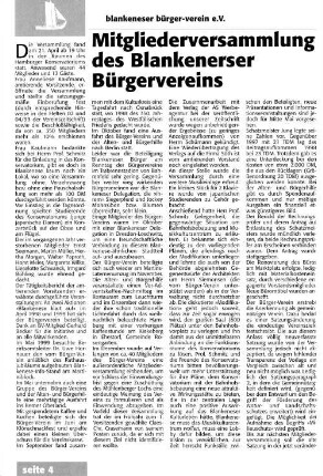 Mitgliederversammlung des Blankeneser Bürgervereins
