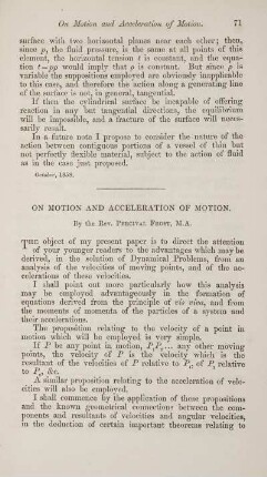 On motion and acceleration of motion.