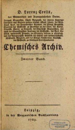 Chemisches Archiv. 2. 1783