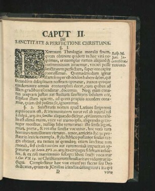Caput II. De Sanctitate & Perfectione Christiana.