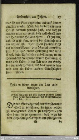 Jesus in seinem Leiden und Tode unser Versöhner