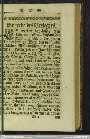 Vorrede des Verlegers