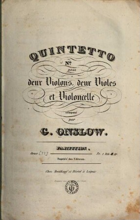 Quintetto : No. (14) ; pour 2 violons, 2 violes et violoncele ; oeuvre [37]