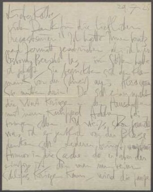 Brief von Karl Schmidt-Rottluff an Georg Kolbe