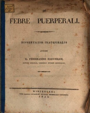 De febre puerperali : Diss. inaug.