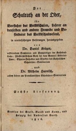Der Erziehungs- und Schulrath, 2 = 6. 1816