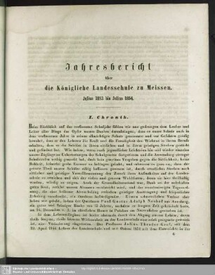 Jahresbericht über die Königliche Landesschule zu Meissen, Julius 1853 bis Julius 1854