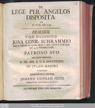 De Lege Per Angelos Disposita Ad Actor. VII. 53.