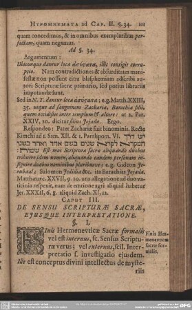 Caput III. De Sensu Scripturae Sacrae, Eiusque Interpretatione