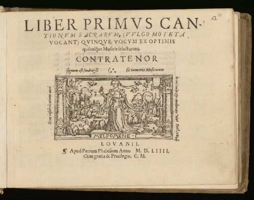 Liber primus cantionum sacrarum ... quinque vocum. Contratenor