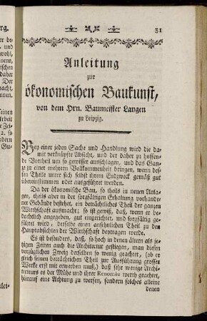 Anleitung zur ökonomischen Baukunst