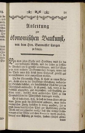 Anleitung zur ökonomischen Baukunst