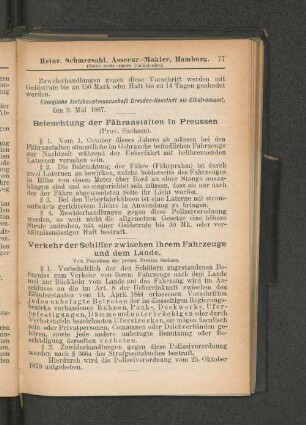 Beleuchtung der Fähranstalten in Preussen (Prov. Sachsen).