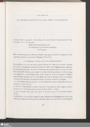 Le Premier Manual De Grec Paru A Strasbourg