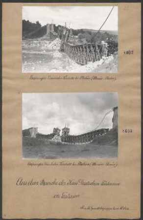 Gesprengter Eisenbahn-Viadukt bei Pluhów (Zlozow - Zboróro)