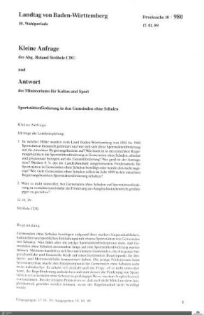Anfrage der CDU: Sportstättenförderung