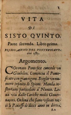 Vita Di Sisto V. Pontefice Romano, 2