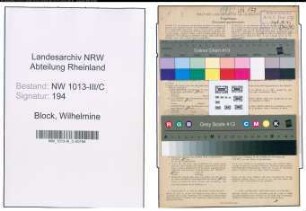 Entnazifizierung Wilhelmine Block , geb. 11.11.1908 (Friseuse)