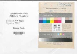 Entnazifizierung Erich Dierig , geb. 13.01.1900 (Beamter)
