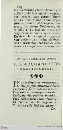 Ad Ant. Franciscum Gorium