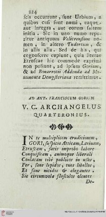 Ad Ant. Franciscum Gorium