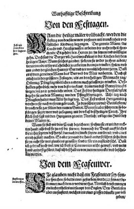 Von den Festtagen