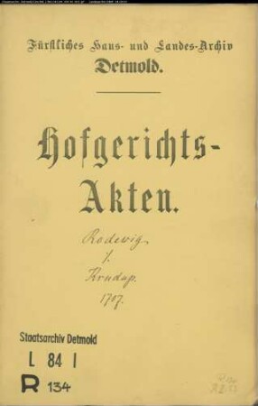 Rodewig, Konrad in Salzuflen gegen Konrad Arnold Krudup und Hermann Arnold Appelius als Vormunde der Glasemeierschen und Vogelsangschen Kinder - Haus- und Landmiete