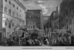 Piazza Maggiore in Perugia mit einer Predigerszene