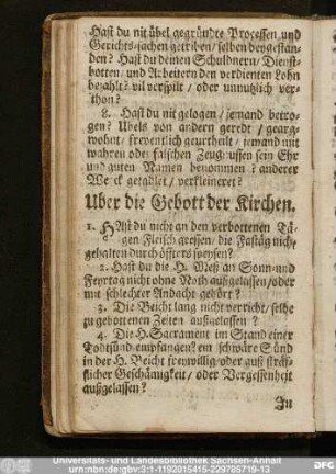 Uber die Gebott der Kirchen.