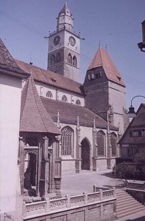 Überlingen. Münster St. Nikolaus, Südseite, Blick von Südwesten