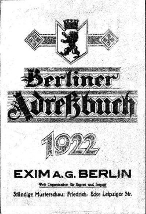 Berliner Adreßbuch 1922