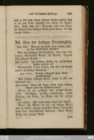 XI. Von der heiligen Dreieinigkeit.