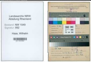 Entnazifizierung Wilhelm Haas , geb. 01.05.1889 (Friseur)