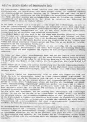 Aufruf der Initiative Frieden und Menschenrechte Berlin (IFM) zu demokratischen Reformen in der DDR - Sachkonvolut