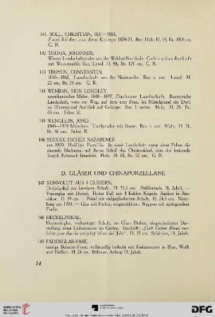 D. Gläser und Chinaporzellane (Nr. 147-166)