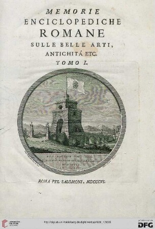 1: Memorie enciclopediche romane sulle belle arti, antichita etc