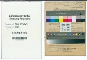 Entnazifizierung Franz Sicking , geb. 25.12.1904 (Bahnpolizist)