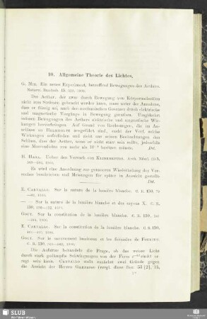 10. Allgemeine Theorie des Lichtes