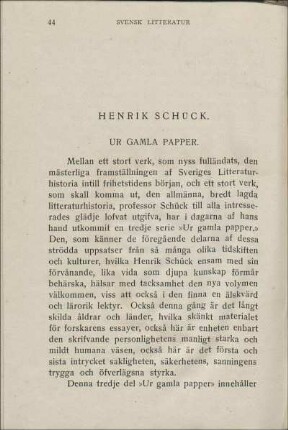 Henrik Schück. Ur Gamla Papper.